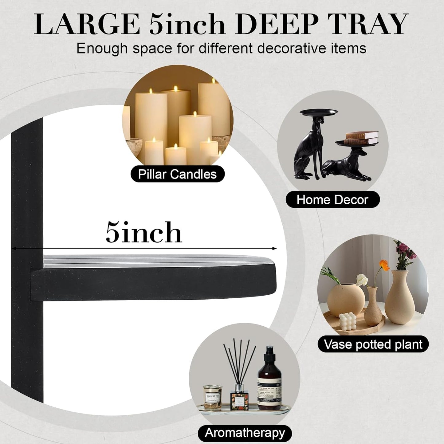 SUJUN Set 2 Rustic Candle Holder of Vintage Black Wooden Wall Sconces for Fireplace, Bedroom & Living Room Farmhouse