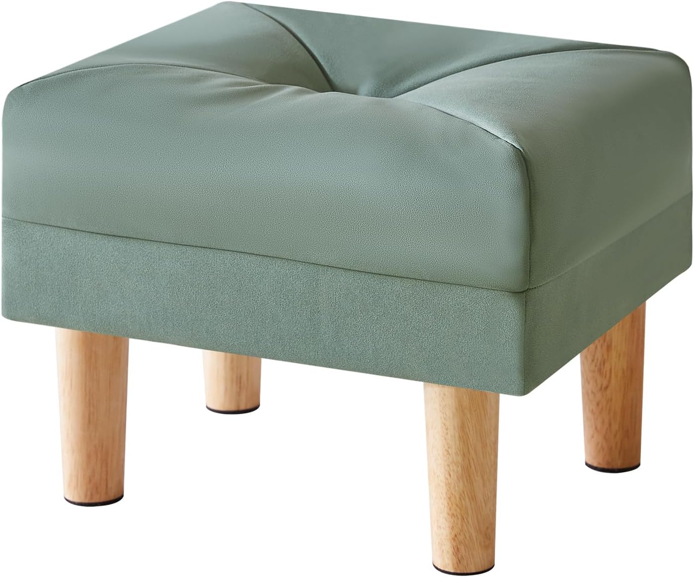 15.75"D 11.42"W12.6"H UHBD040GR YMYNY Small Footstool Ottoman, Faux Leather Footrest with Sponge Padded Seat, Step