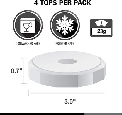 Masontops Tough Tops, Ball Wide Mouth Mason Jar Lids, BPA-Free White Plastic Leakproof