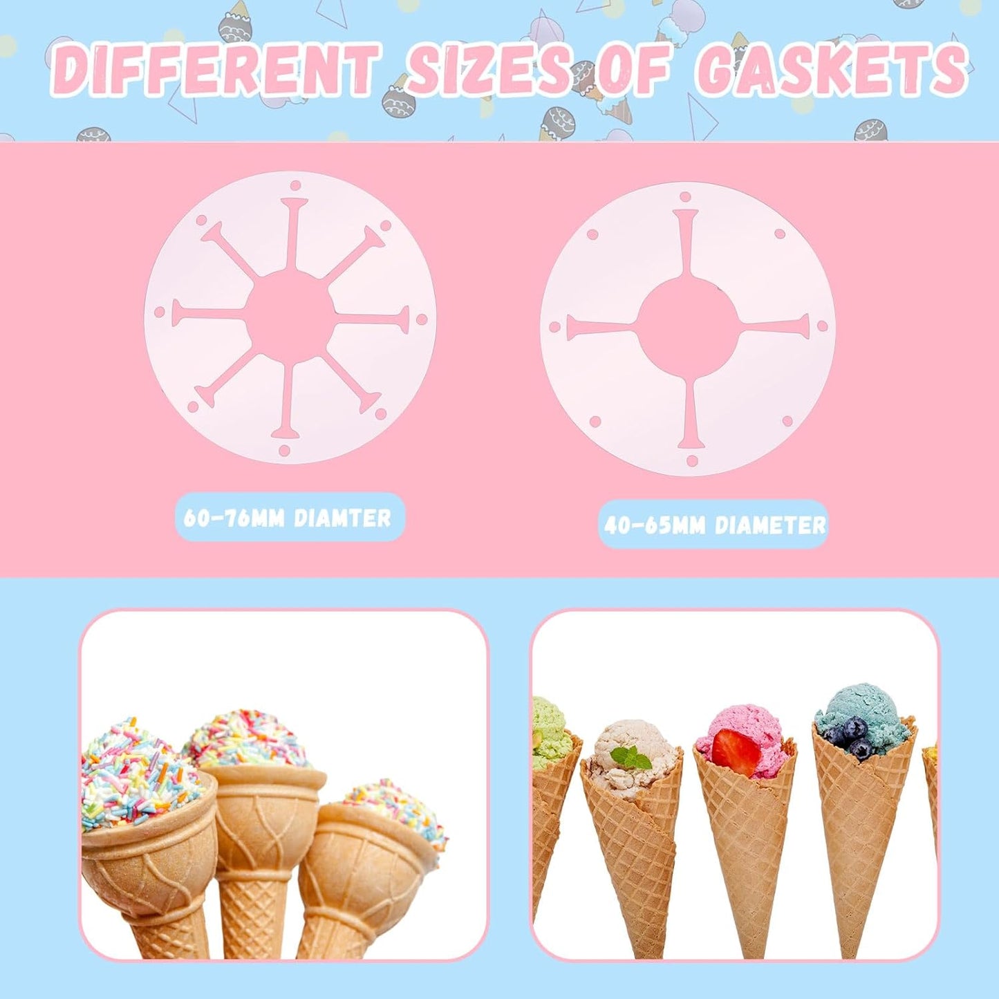 2 16'' 3'' 2 Tioncy Pcs Ice Cream Cone Dispenser Waffle Cones Holder L x Dia with Gaskets for Ice Cream Wall Mount
