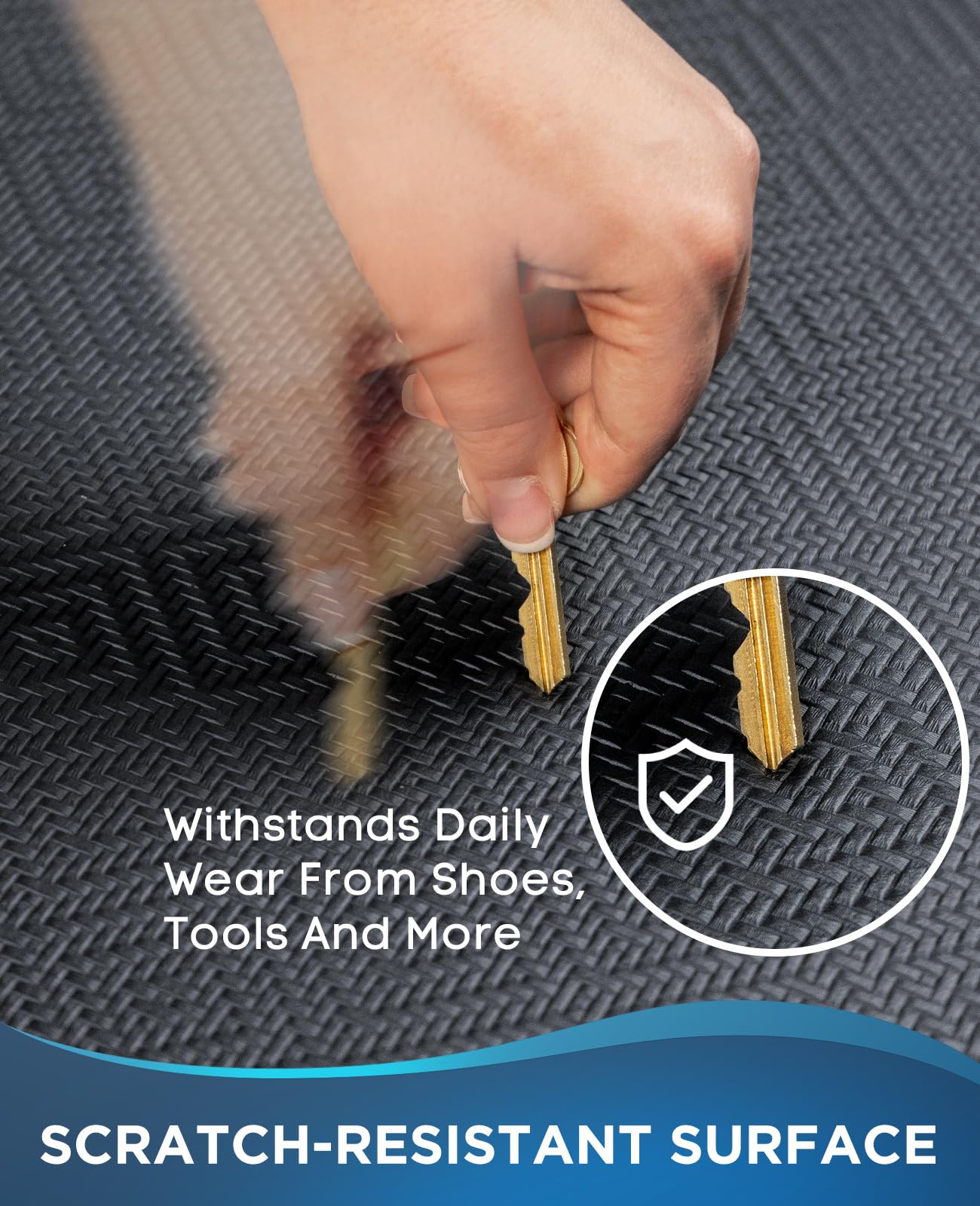 Ophanie Kitchen Mats for Floor, 3/4 inch Thick, 20x32 Anti Fatigue Cushioned Mat, Kitchen Rugs, Waterproof, Comfort Ergonomic Standing Mat for Office, Home, Sink, Black Non-Slip Ridged Bottom