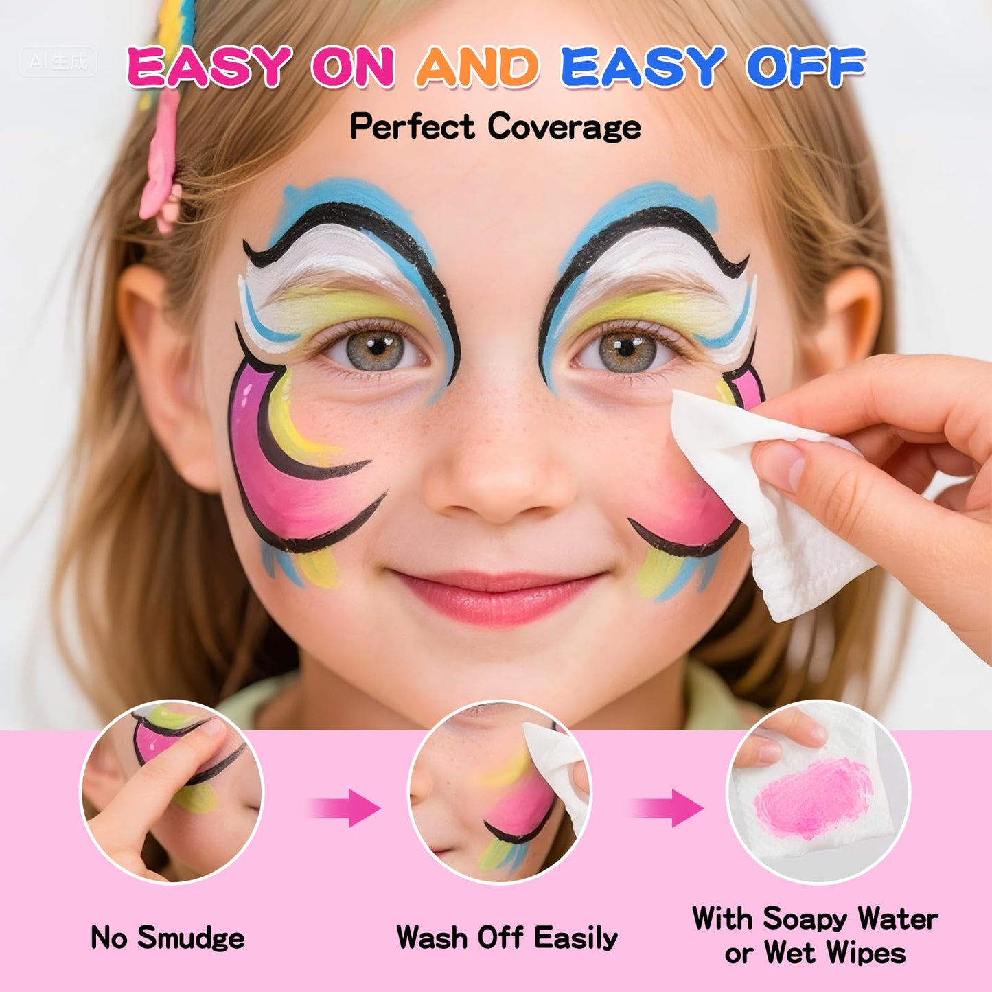 Face Painting Kit for Kids Adults 12X10gm Split Cake Face Paint Palette with 9 Gliters 2 Eye Shadow Sticks 2 Sponges 6 Stencils