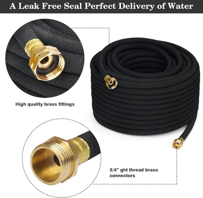 MHMHM 50FT 1/2 Inch Heavy Duty Soaker Hose Rubber Garden Drip Irrigation Hose with Solid Brass Connector Water Saving