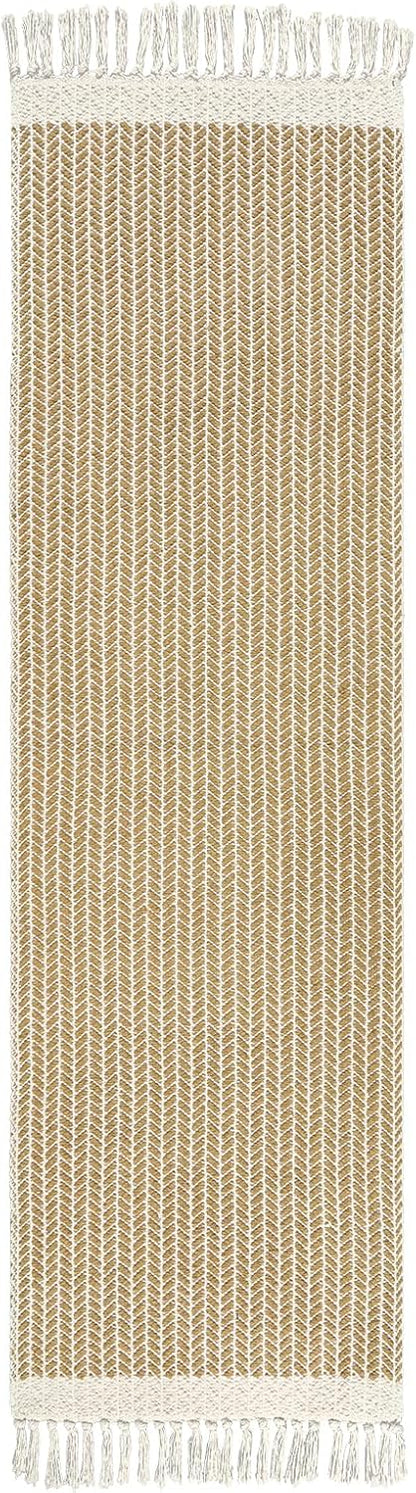 2x7 Lahome Belle Boho Laundry Room Rug, Runners for Hallways Lightweight Entry Woven Cotton Runner Rug with Tassels