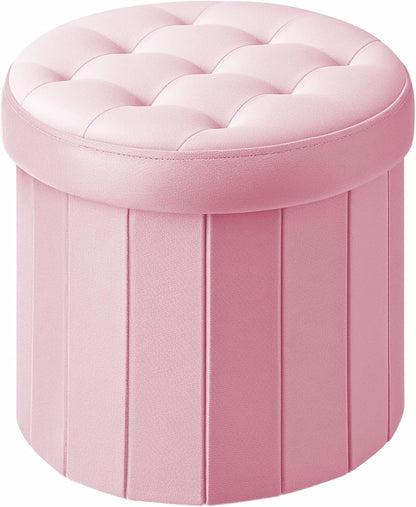 14" 14" 13"Inch Bsketa Folding Storage Ottoman Round x x Foot Stool with Thicker Foam Padded Seat Small Velvet Storage