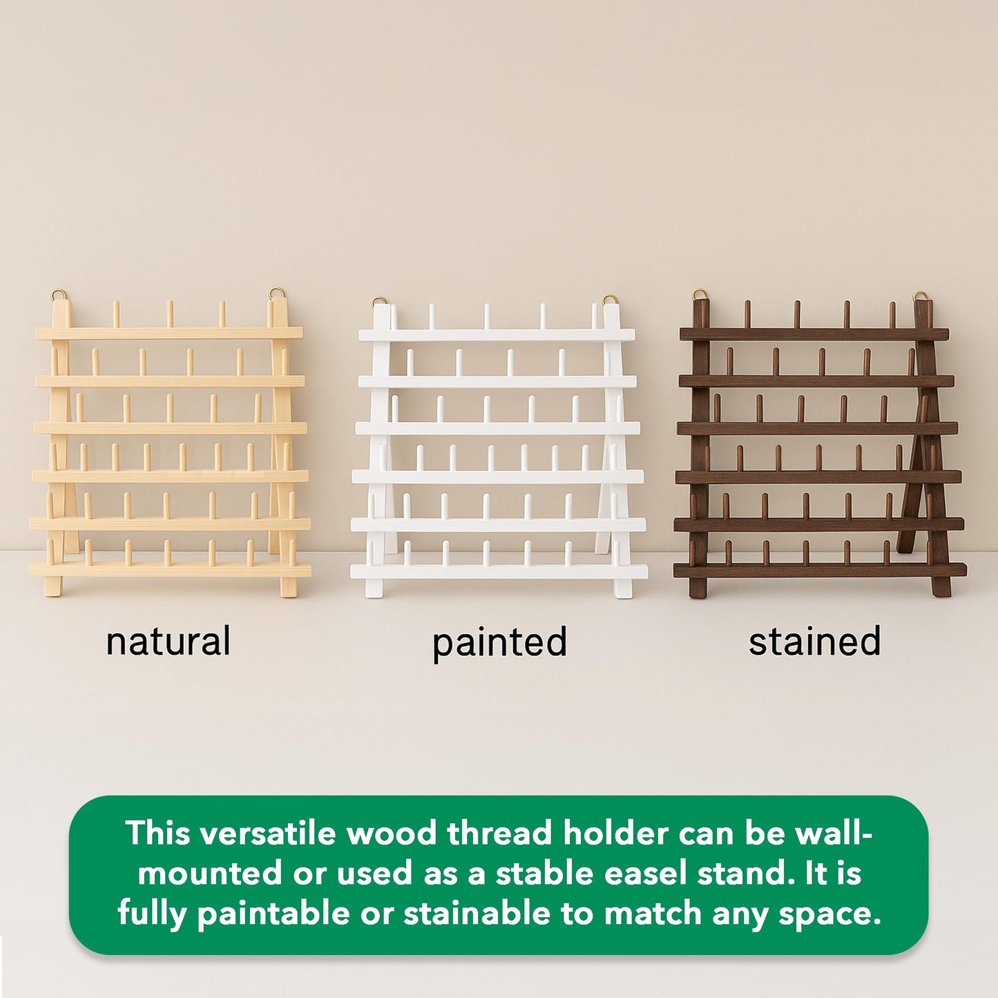 Mandala Crafts Sewing Embroidery Thread Holders Thread Stands - 60-Spools Natural Thread Rack Organizer - Braiding Hair Rack Braiding Rack Stand for Hair Extension Divider