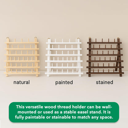 Mandala Crafts Sewing Embroidery Thread Holders Thread Stands - 60-Spools Natural Thread Rack Organizer - Braiding Hair Rack Braiding Rack Stand for Hair Extension Divider