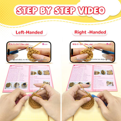 SGIBYN Crochet Kit for Beginners with Step-by-Step Video Tutorials, Starter Crochet Chickens Amigurumi Kit for Teens & Women - Easy DIY Handcraft Knitting Animal Kit - Learn to Crocheting (3 Chickens)