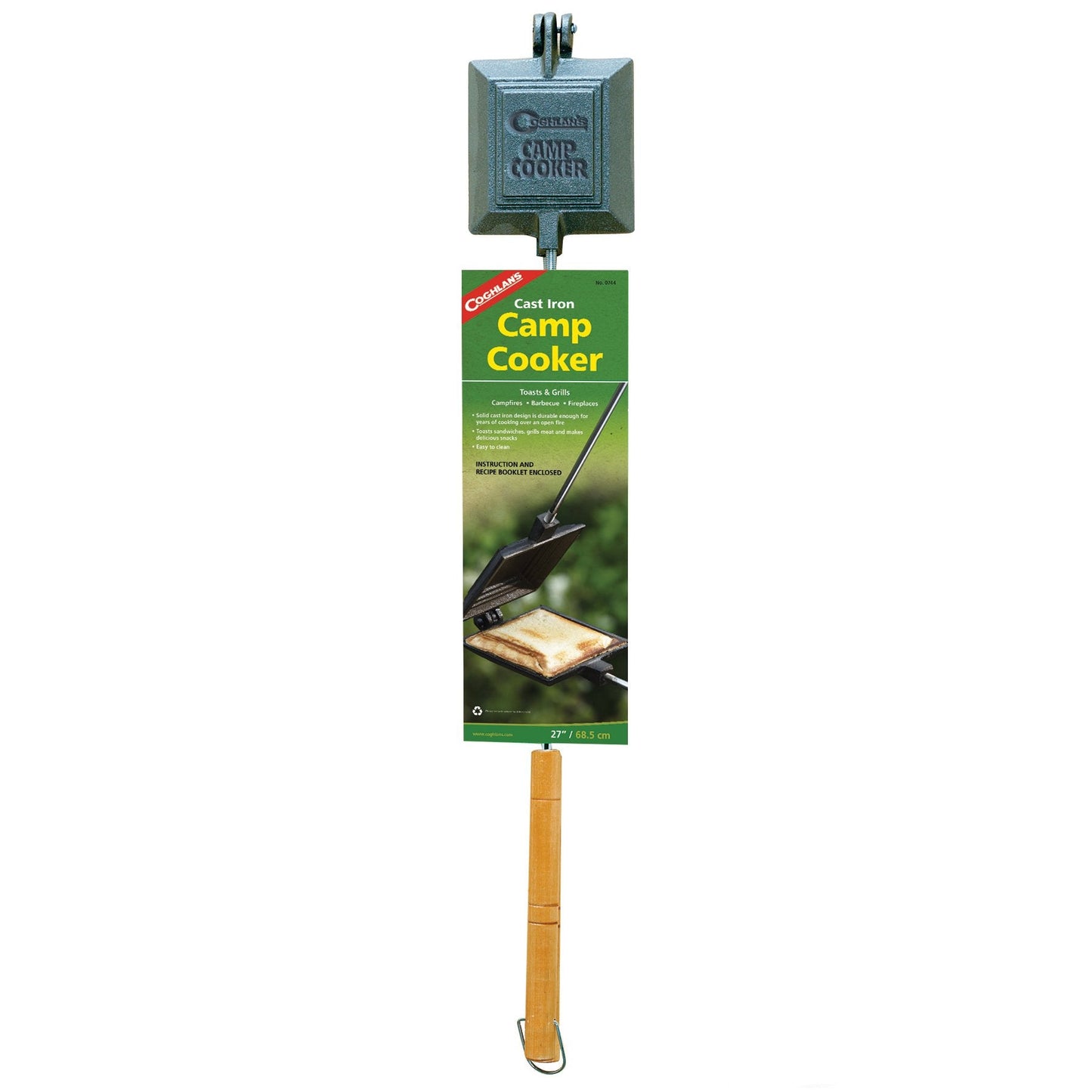 Coghlan's Cast Iron Camp Cooker - Pre-Seasoned Pie Iron Sandwich Maker with Heat-Resistant, Removable Handles, Easy-to-Clean for Toasted Pies, Grilled Sandwiches, and Meats, For Campfire Cooking