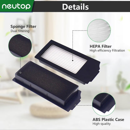 Neutop Replacement Filter Sets Compatible with Ecovacs Deebot X1 Plus/Turbo/Omni, T10 Omni/Plus, N20 Plus/Pro Plus, Robot Vacuums, 4-Pack.