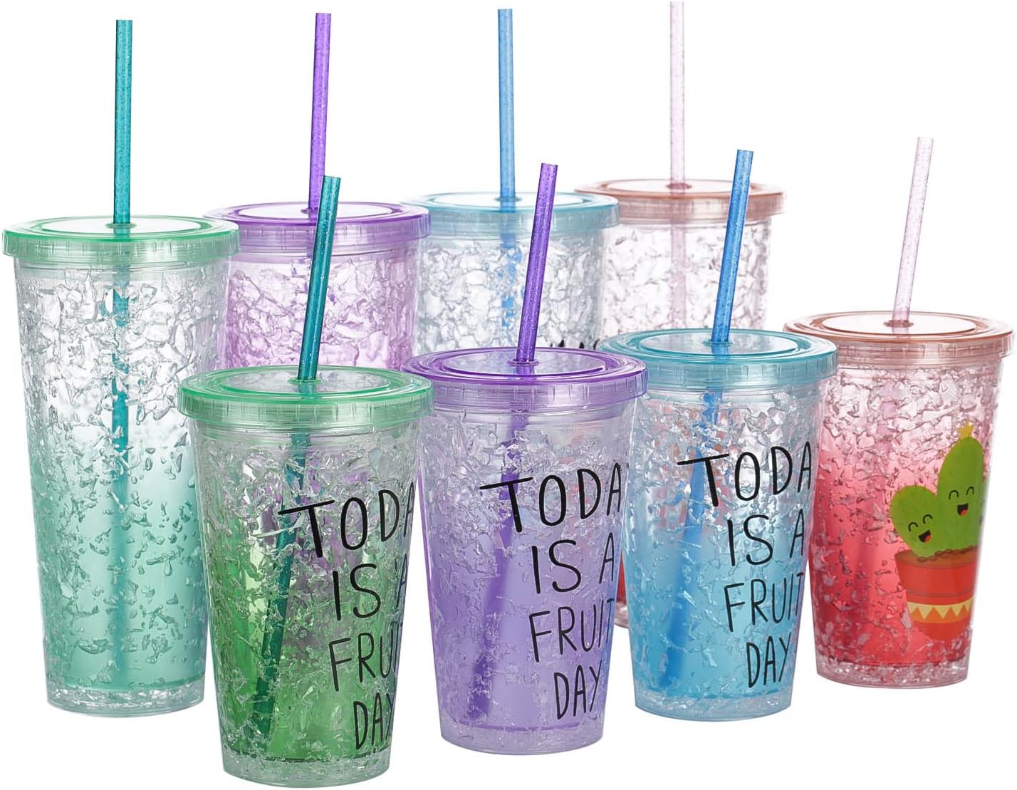 Dakoufish 12 Piece 12 Inch Glitter Sparkle Reusable Straws, Food Grade Tritan Material with Cleaning Brush