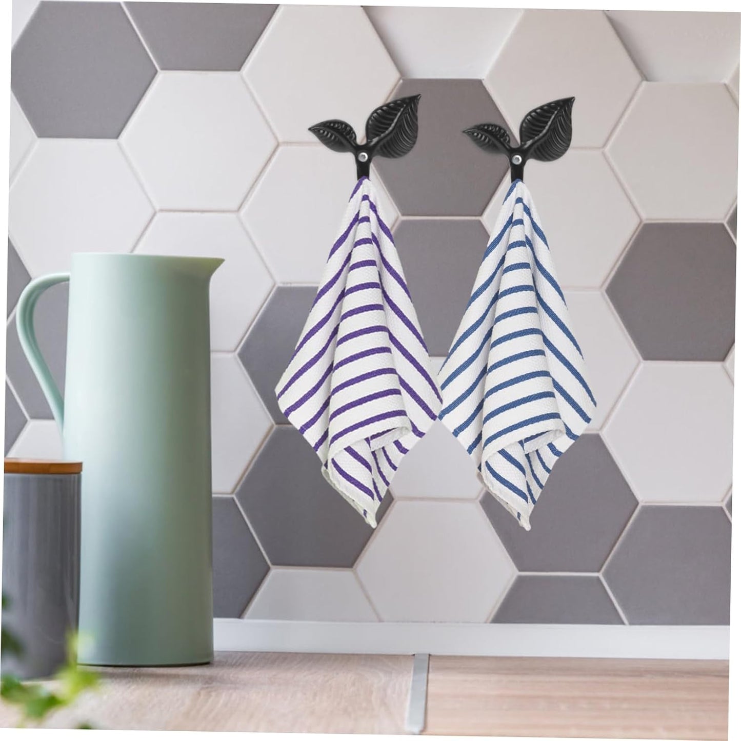 4pcs Bathroom Door Hooks, Entryway Key Hook Wall Coat Hooks, Decorative Iron Art Hook Leaf Shaped