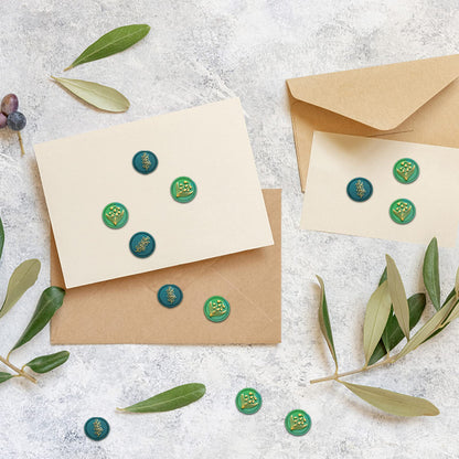 CRASPIRE 15mm Wax Seal Stamp Mini 2 Sides Pattern Brass Sealing Stamp Lily of The Valley Eucalyptus Leaves Vintage for Wedding Invitations Envelopes Halloween