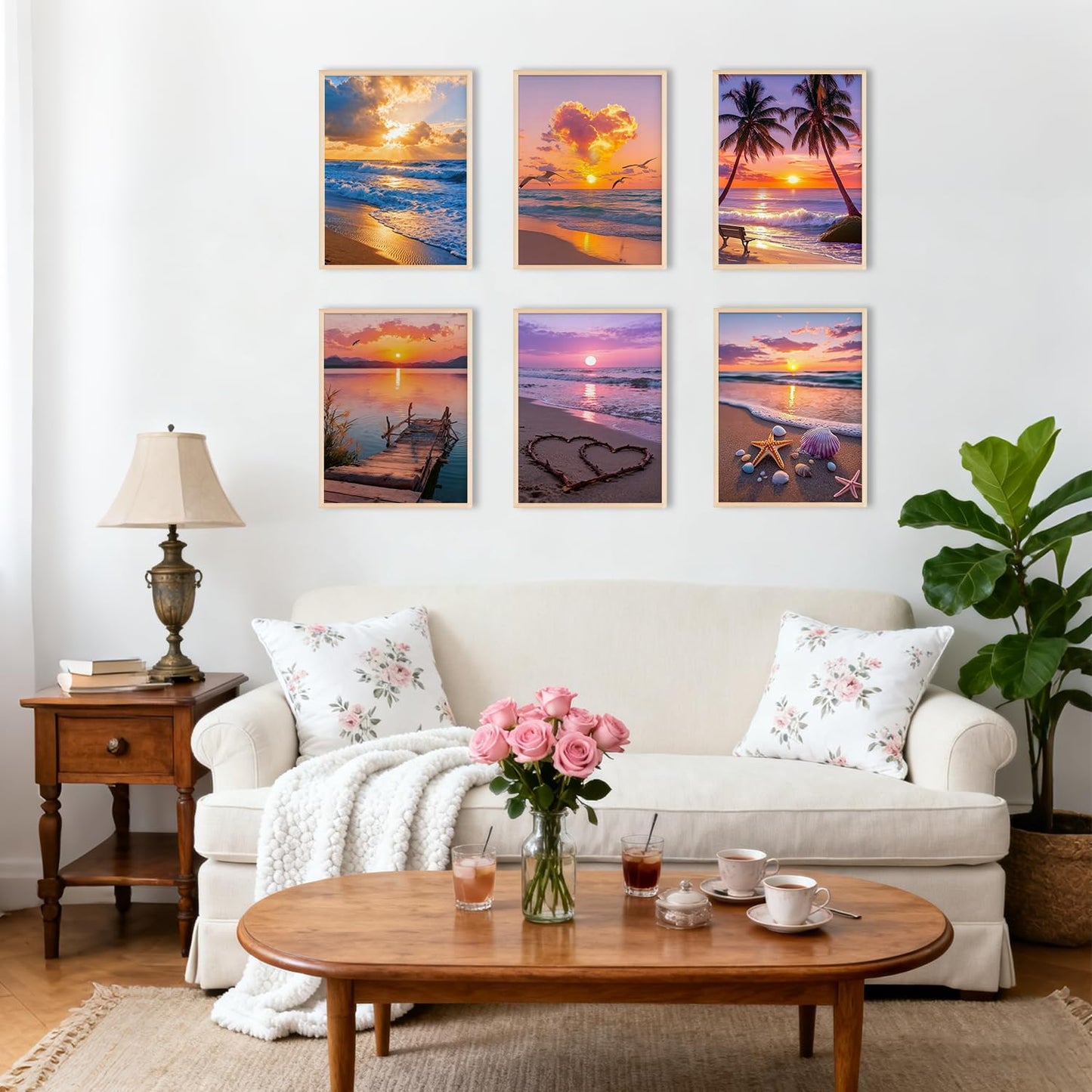 DOTSOPS Diamond Painting Kits Art Adults Painting Kit Crafts DIY 5D Diamond Art Packs Kits Full for Adults Beginner Home Wall Decoration Gift 11.8x15.7 Inches (6 Pack Beach)