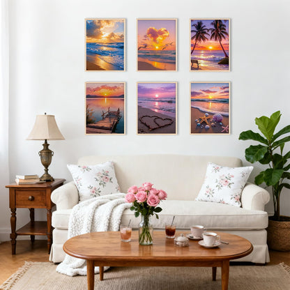 DOTSOPS Diamond Painting Kits Art Adults Painting Kit Crafts DIY 5D Diamond Art Packs Kits Full for Adults Beginner Home Wall Decoration Gift 11.8x15.7 Inches (6 Pack Beach)