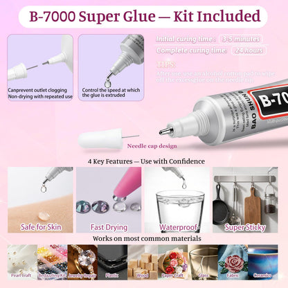 OCARDI 30Pcs Rhinestone Picker Tools for Bedazzling Kit - B7000 Jewelry Glue for Craft,9-in-1 System with 3 Picker Pens&9 Interchangeable Tips, Trays,Tweezers&Clay,All-in-One Diamond Art Painting Set