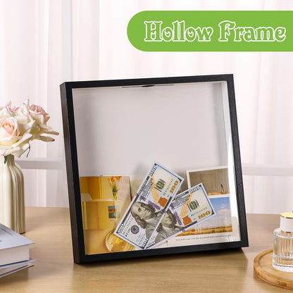 12x12 Traveler Adventure Shadow Box Frame Memory Box for Keepsakes Top Loading Shadow Keepsake Box with Slot for Concert Travel Ticket Stub Memory Wine Bottle Caps Shells Stamps, Creative Travel Gift