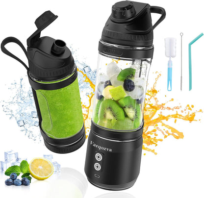 Portable Blender for Shakes and Smoothies, 24oz USB Rechargeable Type-C Personal Blender, Black