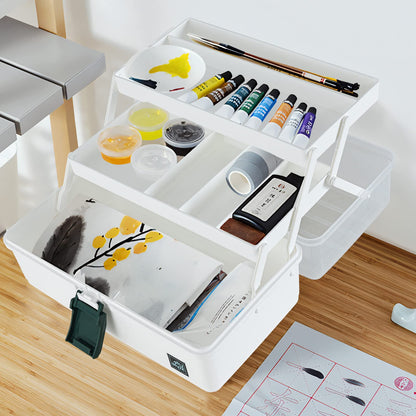 WEWLINE 13-Inch Art Box Organizer 3-Layer Craft Storage Organizer Sewing Kit Box with Handle Art Bin for Home,School,Office,Travel