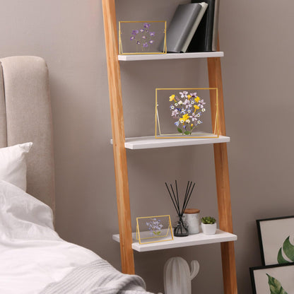 REDHUGO Glass Pressed Flower Frame Handmade, Glass Floating Picture Frames Tabletop Brass Photo Frame for DIY Dried Flowers Home Plant Specimen, Rectangle Horizontal 4×6 inches,Gold (FRAME ONLY)