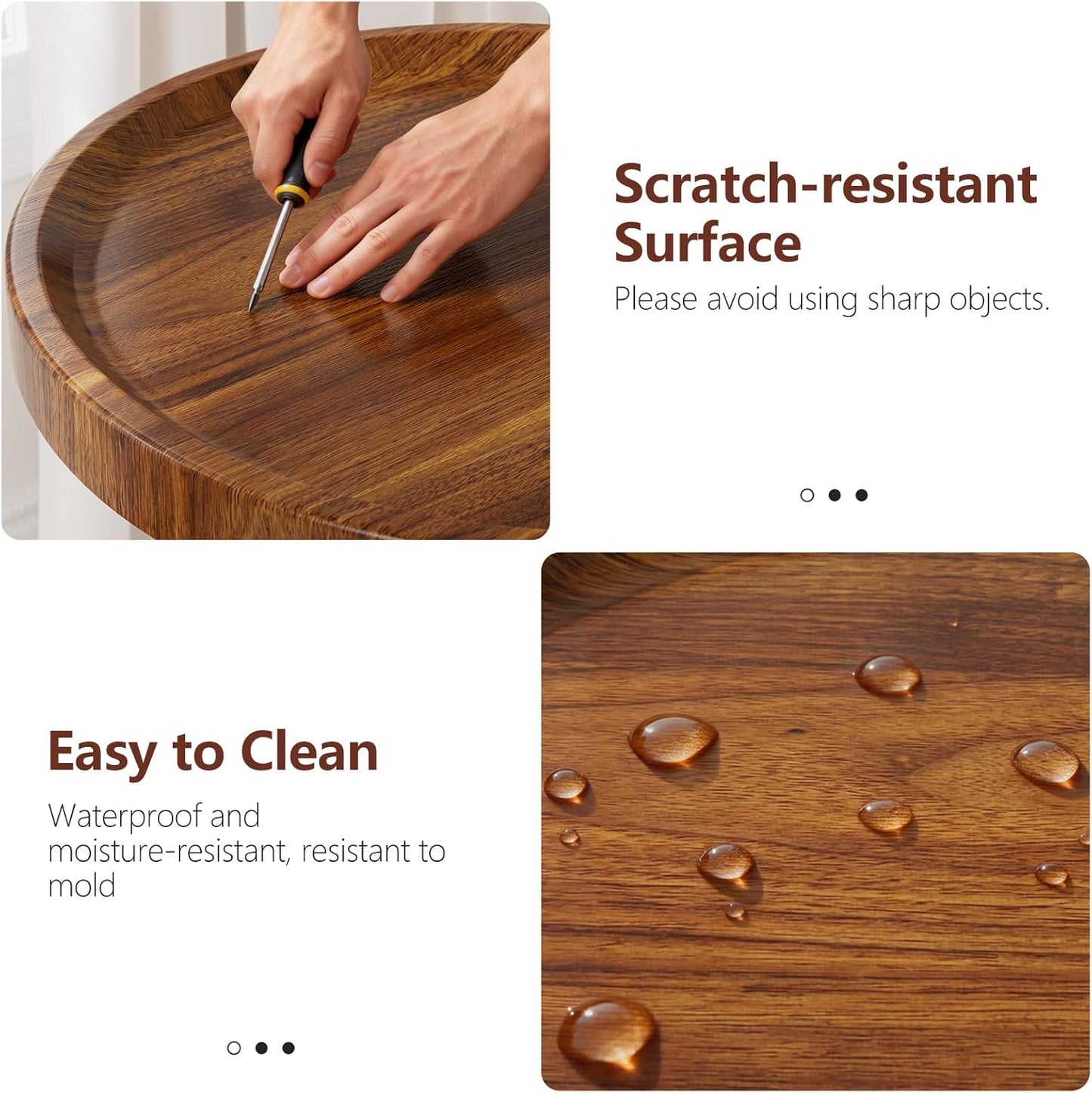 2-Pack (12.5"x18") Ekisemio Plant Stands Outdoor Indoor, Mid Century Side Tables with Walnut Finish & Raised Edge