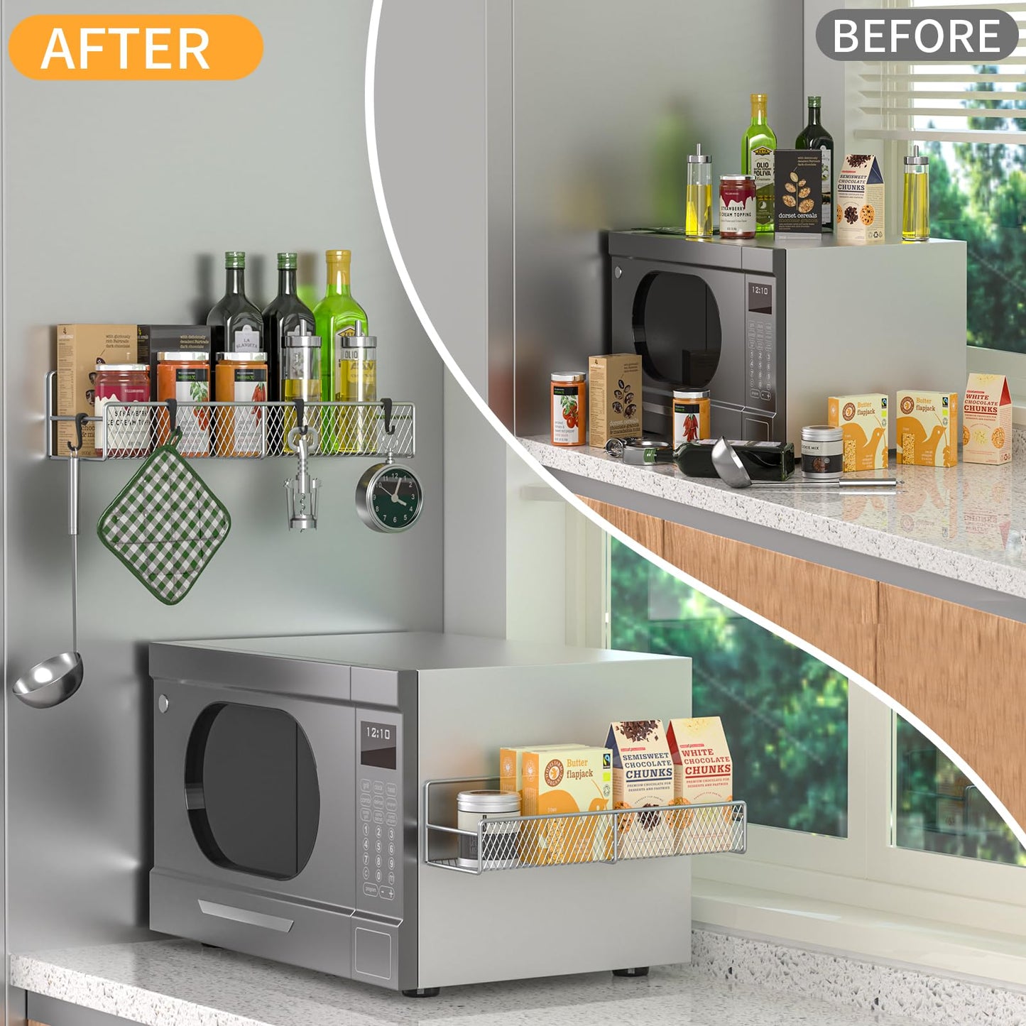 Magnetic Spice Rack for Refrigerator, 6 Pack 100% Metal Strong Magnet Shelf, Space Saving Spice Organizer, Home Kitchen Laundry Room Storage Organization W/ Paper Towel Holder, Utensils Racks (Grey)