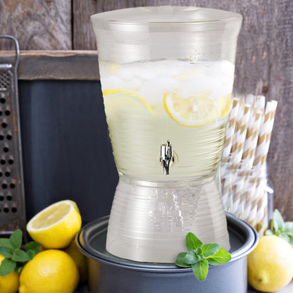 Tioncy 1 Pc Acrylic Beverage Dispenser with Spigot 2.7 Gallon/ 10 l Clear Drink Water Dispenser Countertop with Detachable Base Iced Juice Container Unbreakable for Wedding Party