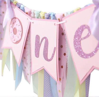 Agkvw 1st Donut High Chair Banner for Birthday - Sweet One Cake Smash Decorations, Grow Up Theme
