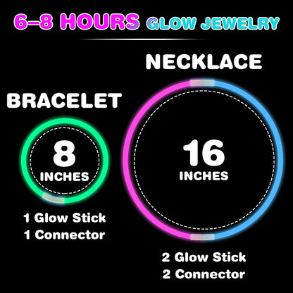 YixangDD 1000 PCS Ultra Bright Glow Sticks - 8 Inch Party Pack for Bracelets & Necklaces
