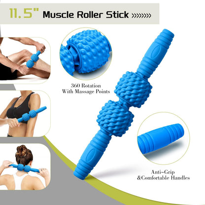 Foam Roller High Density Foam Roller Set for Deep Tissue Muscle Massage, 18" Trigger Point Fitness Exercise Massage Roller, Self-Myofascial Release for Whole Body (Black-18(2 in 1))