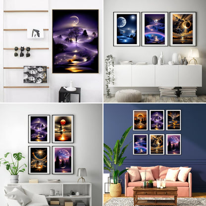 12 Pack Diamond Painting Kits for Adults, Moon Landscape 5D Diamond Art for Adult Beginners,Bulk DIY Full Drill Round Gem Paintings Dot Art Sets,Home Wall Decor 9.8x13.8 Inch