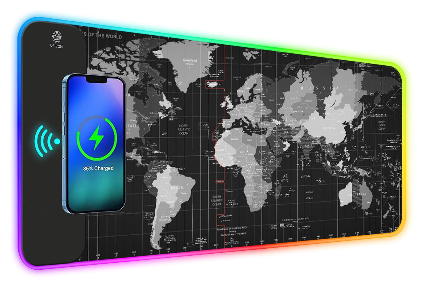 ToLuLu RGB Gaming Wireless Charging Mouse Pad, 5/7.5/10/15W 10 Light Modes LED Mouse Pad Computer Keyboard Mat Mousepad, 800x300x4MM Extended Large Desk Mat for Gaming, MacBook, Laptop, PC, Galaxy