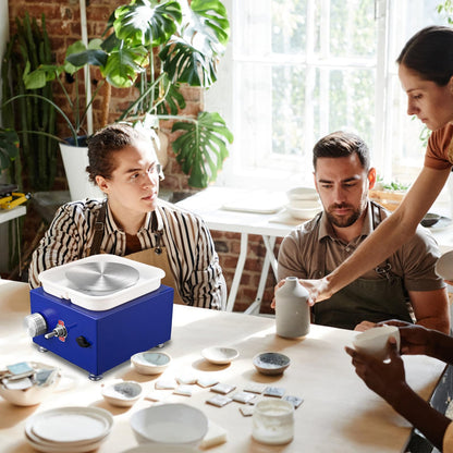 Mini Pottery Wheel Machine for Adults & Beginners, 2 Turntables (3.94" & 2.56") | 0-2000 RPM Adjustable Speed Pottery Machine Removable Splash Tray Ceramic Making Kit Includes 8 Sculpting Tools