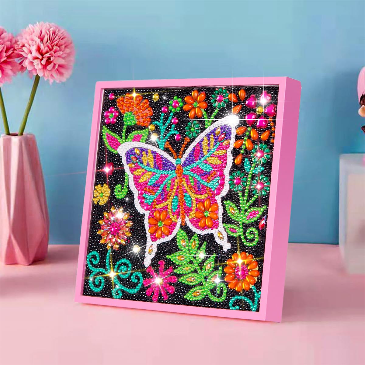 ZUYUSUT Sparkly Butterfly Diamond Art Painting Kits with Wooden Frame Arts and Crafts Art Mosaic Gem