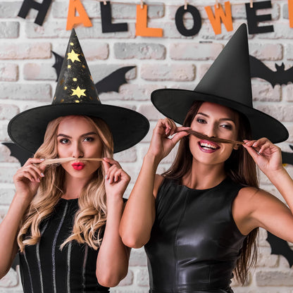 Jerify 18 Pieces Halloween Witch Hat 4 Different Designs Halloween' Party Wizard Hats Costumes Accessories Witch Party Costumes Decorations