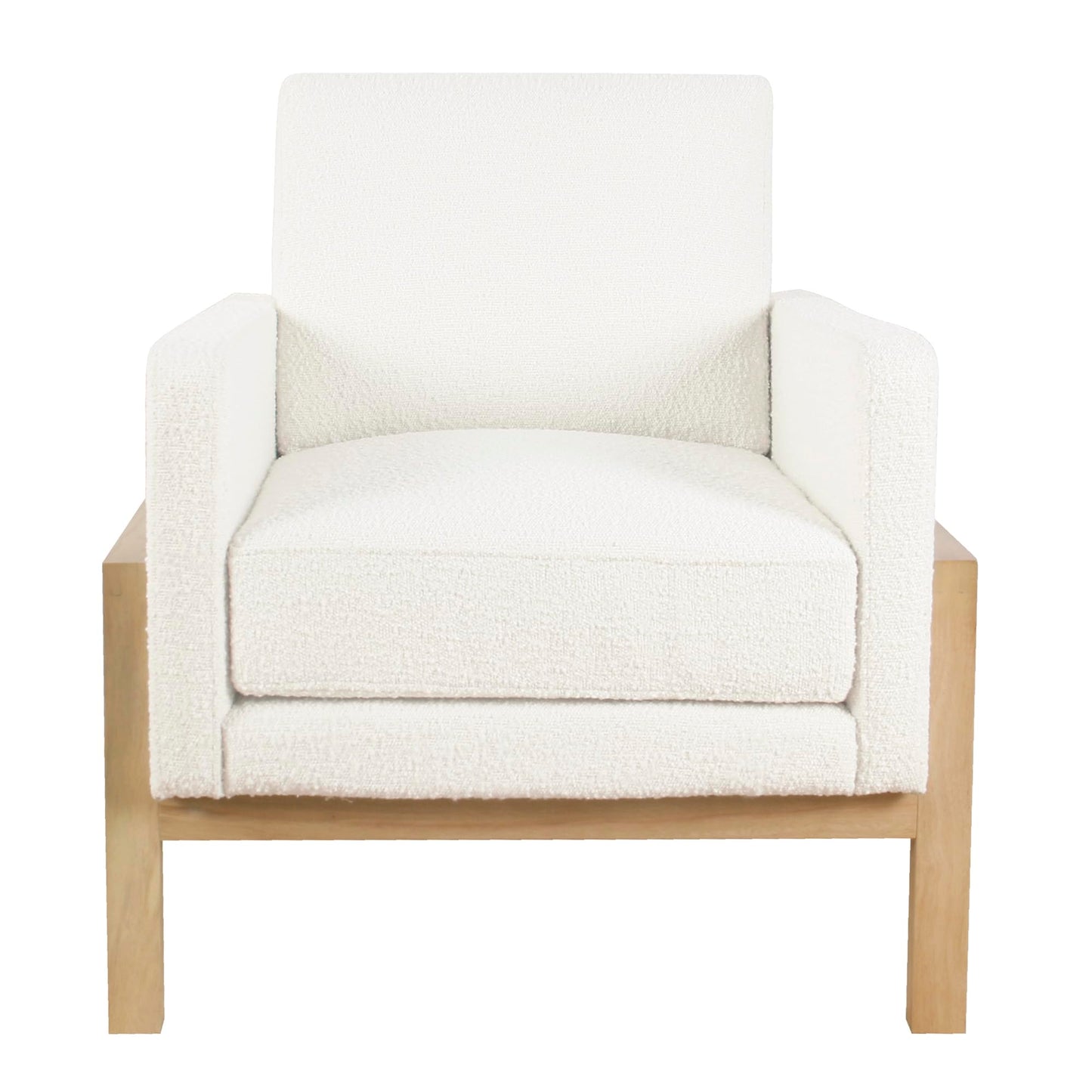 HomePop Wood Frame Accent Chair | Homepop Home Decor | Accent Chairs for Living Room & Bedroom - Cream Boucle