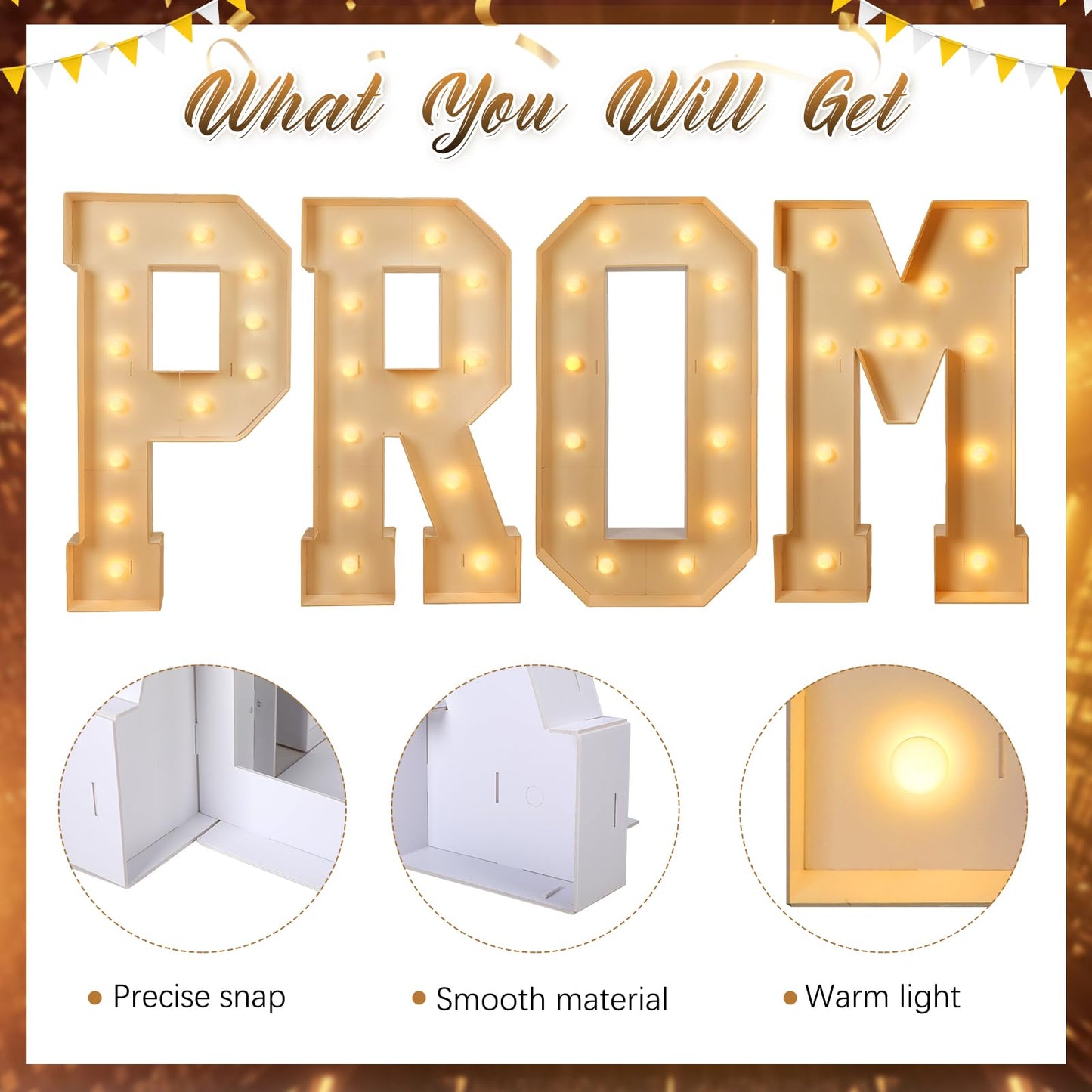 Aurelema 8 Pcs 4 ft Prom Grad 2026 Marquee Light Letters Numbers Class of 2026 Large Sign LED Number Letter with String Lights for High School College Graduation Decorations Party(Prom 2026)