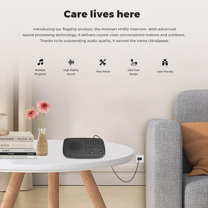 Hosmart UltraSpeak Pro Intercoms Wireless for Home, Two-Way Real-time Intercom Full Duplex Wireless Intercom System for Home Use, Clear Sound House Intercom System for Business with 1200 Feet Range