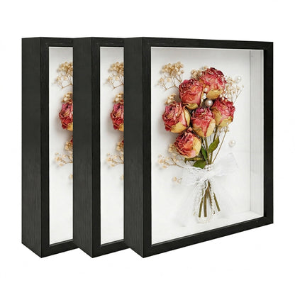 3 Pcs 8x10 Inch Shadow Box Frames Acrylic,Shadow Box Frame Display Cases,Cases for Pressed Flowers Keepsakes Tickets Photos (Black)