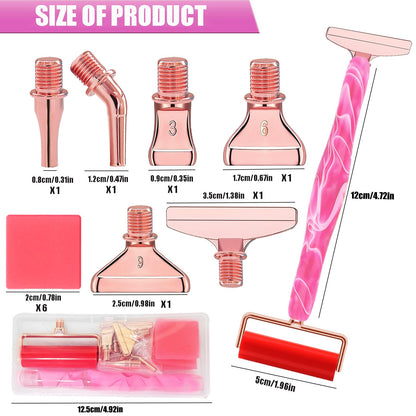 Diamond Art Pens Tools Diamond Painting Accessories Kits with Screw Metal Tip Roller Diamond Painting Pen Drill Bead Dot Pens for Art Craft Nail (Pink Pen Rose Gold 6)