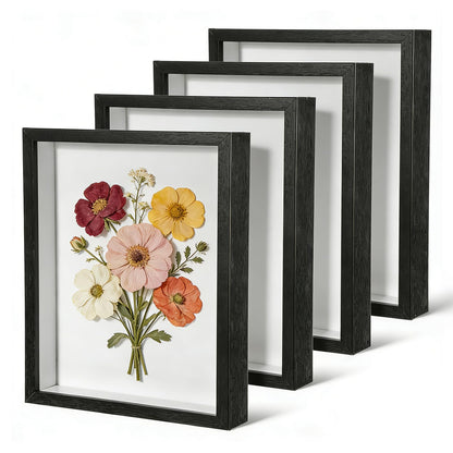 HANLANXUE 4 Pack 8 x 10 Shadow Box Frame, Shadow Boxes Display Cases 3D Wood Deep Shadowbox for Photos, Dried Flowers, Handicrafts Picture Frames for Wall Tabletop(Black)