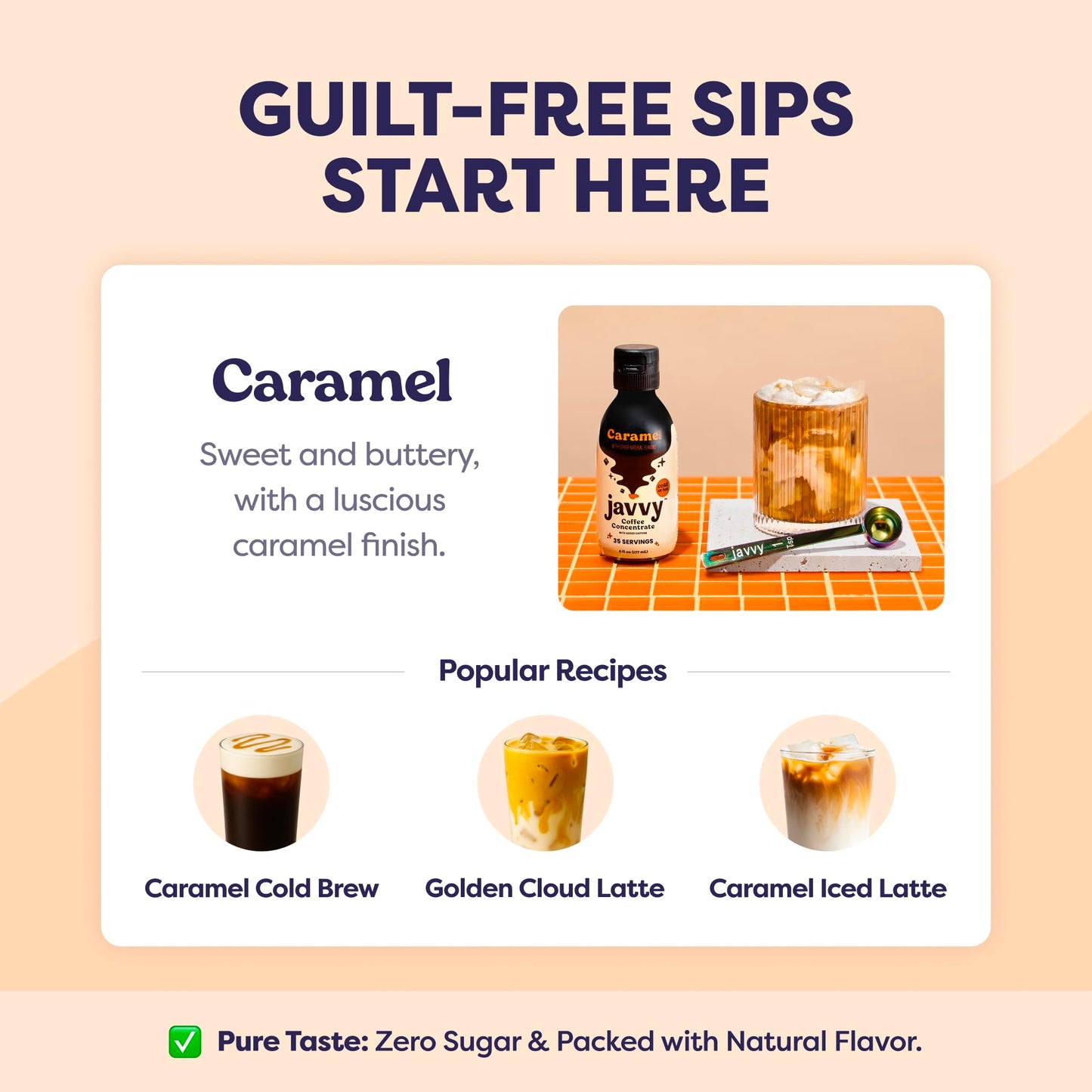 Javvy Coffee Concentrate - Cold Brew Coffee, Perfect for Hot or Iced Instant Coffees, Hot Drinks, Cold Brew Concentrate, 35 Servings - Caramel