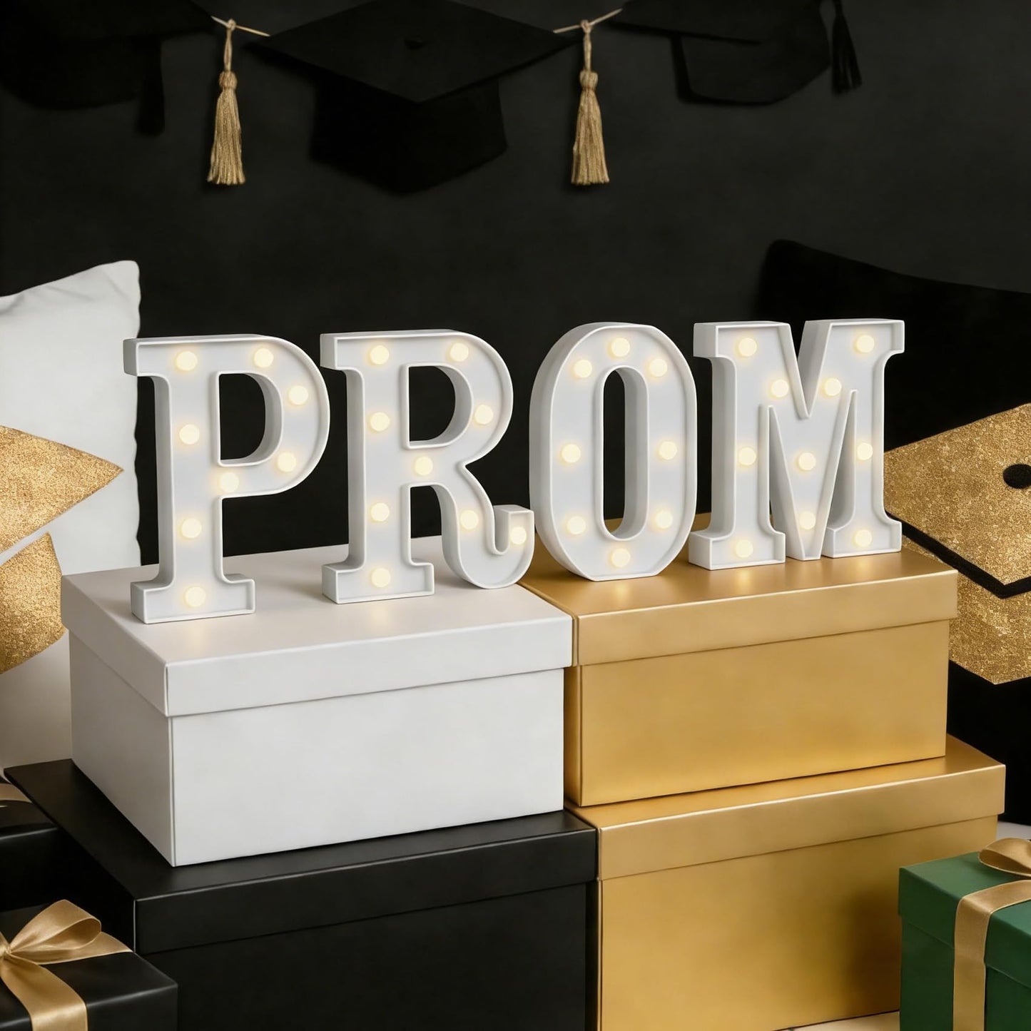 CDIXlmuz Prom LED Marquee Sign Light Up Letters, LED Prom Sign Marquee Letters Lights, White Letter Lights for Graduation Decorations, Class of 2026 Light Up for High School College Graduation Party