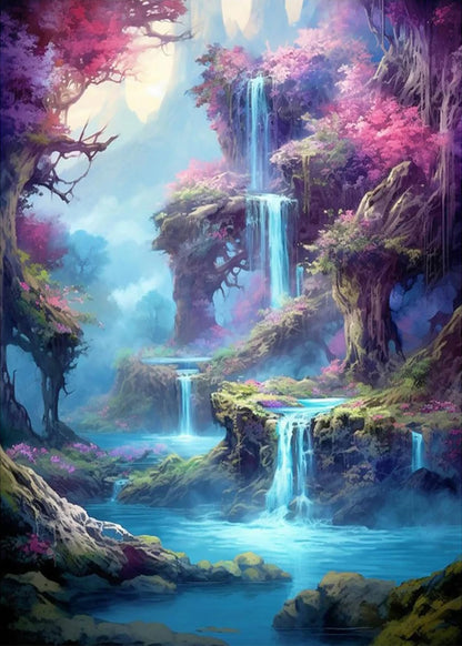 Diamond Art Kits for Adults,Dream Forest Waterfall Diamond Paintings Kits for Beginners,5D DIY Paint By Diamonds,Full Round Drill Diamond Dot Gem Art Painting Kits,for Home Wall Decor 11.8X15.7 Inch