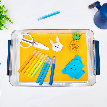 CATOOMUU 2 Pcs 5.5qt 9 x 13 Plastic Portable Project Case With Snap-Tight Latch Clear Stackable Storage Box With Lids Organizer Container For A4 File Photo Documents Scrapbook Craft Art Supplies