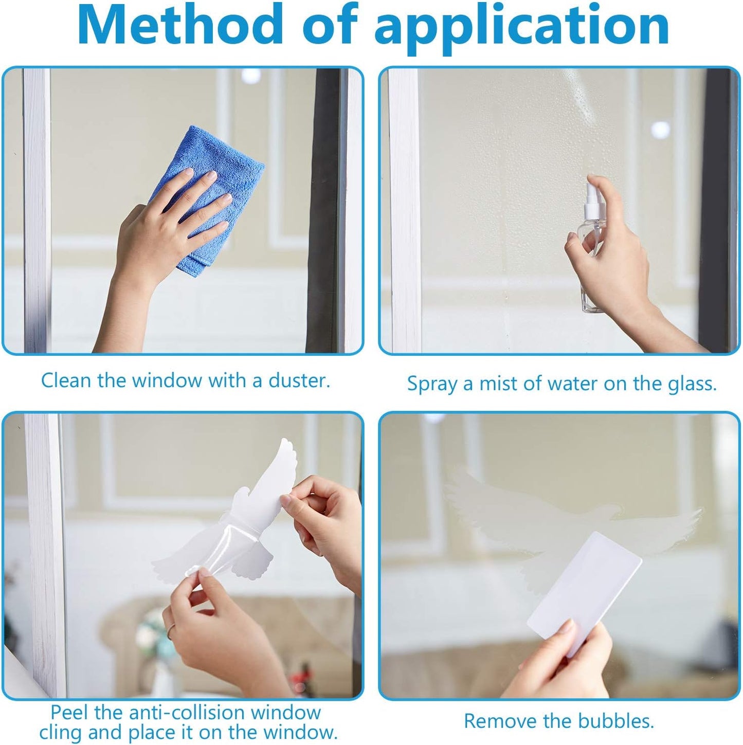 Boao Large Size Anti-Collision Window Clings, Translucent/Dusted Bird Deterrent for Doors, Windows & Glass
