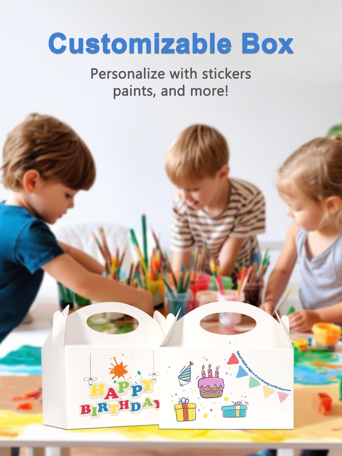 Shallive 50 Pcs Small Party Treat Boxes, Goodie Box for Kids Birthday White