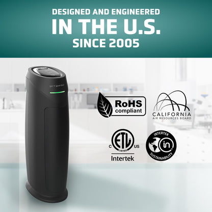 GermGuardian 4-In-1 HEPA Air Purifier for Home, Large Rooms Up To 743 Sq. Ft. with HEPA Air Filter, UV-C Light & Odor Reduction, AC4825E, 22" Tower, Gray