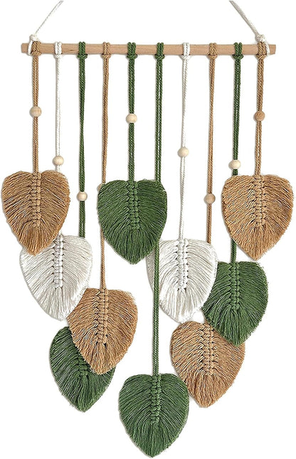 15.7x36 Inch TUDRUKU Macrame Wall Hanging Nursery Decor Leaves Woven Tapestry Feather Handmade Yarn Tassels Boho Wall
