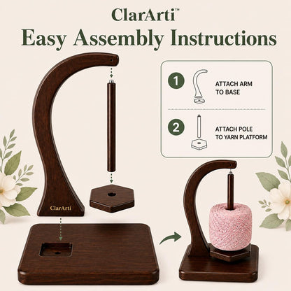 ClarArti - Magnetic Yarn Holder for Crocheting & Knitting – Wooden Yarn Spinner, Yarn Ball Holder, Yarn Holder for Crocheting, 360° Smooth Rotation, Holds 2 Skeins up to 500g